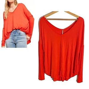 Free People Red Oversized 'Moonshine Tunic' Top